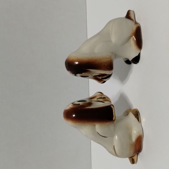 Vintage Japan MCM Porcelain Bassett Hound Dog Figurine Statue Set of 2 50s 60s - Picture 3 of 11